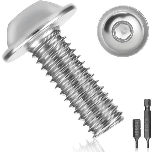 Pyroclasia 50 Tornillos de Cabeza Alomada M4x16 Tornillos de Acero Inoxidable A2 V2A ISO 7380 Plana Tornillo de Rosca Completa con Brida Hexágono Interior para Reparación de Maquinaria y Muebles