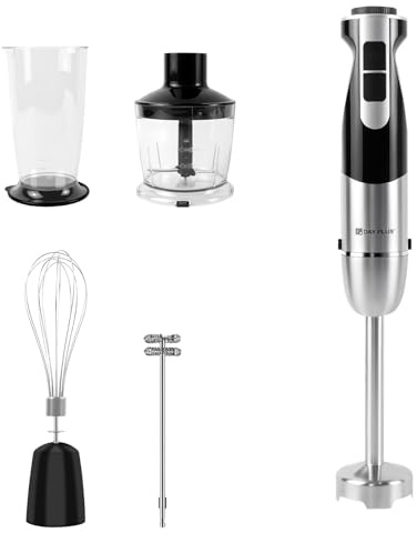 1200W Electric Stick Blender with 12 Speed and Turbo Mode, Stainless Steel Hand Blender, Heavy Duty Immersion Blender, 700ml Beaker for Baby Food, Smoothies, Soup, BPA-Free