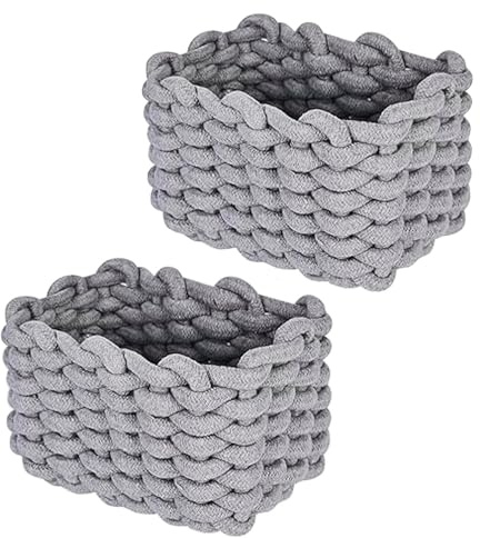 Aufbewahrungskorb,Korb geflochten,Die Maße sind 19x15x12cm,2 Stück,grau