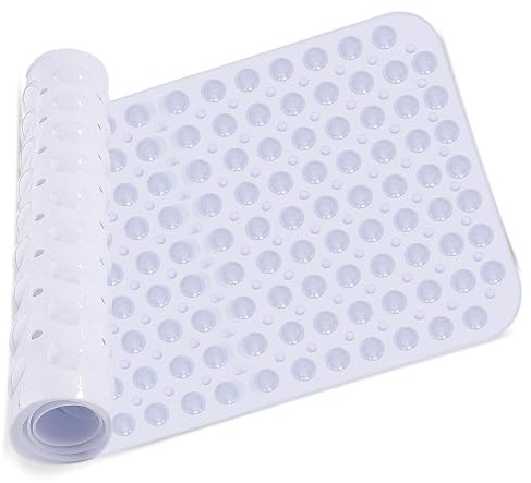 Bath Mat Non Slip Anti Mould 70cm x 38cm With Strong Suction Cups & Drain Holes Shower Mats PVC Bathroom Mat Machine Washable
