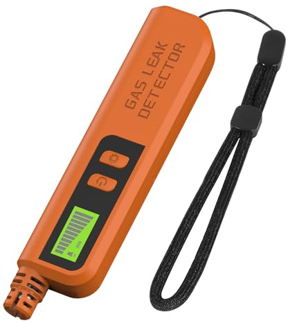 Qivine Détecteur de Gaz Naturel, Detecteur Monoxyde de Carbone avec Alarme Visuelle & Sonore, Détecteur Fuite de Gaz avec écran LCD Numérique, pour Détecter Les Fuites de Gaz Combustibles (Orange)