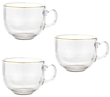 POPETPOP 3pièces Tasse à Café Domestique Verre Transparent Pour Eau Café Lait Tasse Verre Pour Maison Bureau Restaurant Hôtel