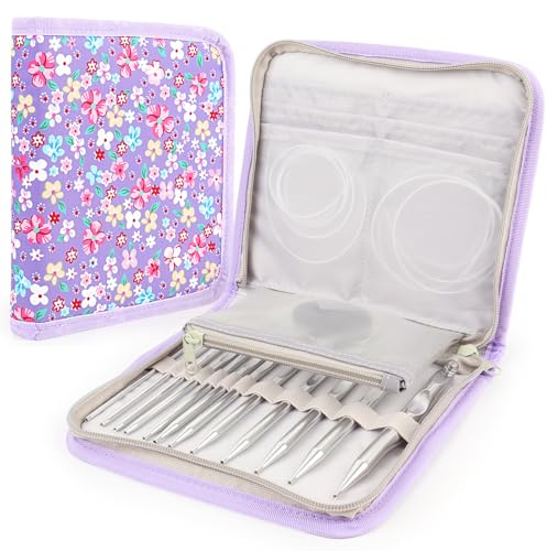Coopay Tunesische Häkelnadel Set, 3,0-10mm Austauschbare Tunesische Häkelnadeln mit Seil 40cm/60cm/80cm/100cm, Afghanische Häkelnadel Set, Lange Häkelnadeln für Anfänger