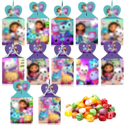 12 Gabby Pcs Scatole Caramelle, Sacchetti Gabby Compleanno, Scatola Caramella Gabby, Sacchetti Caramelle Gabby, Scatola Regalo Ragazza, Adatto per feste di compleanno, baby shower, matrimoni