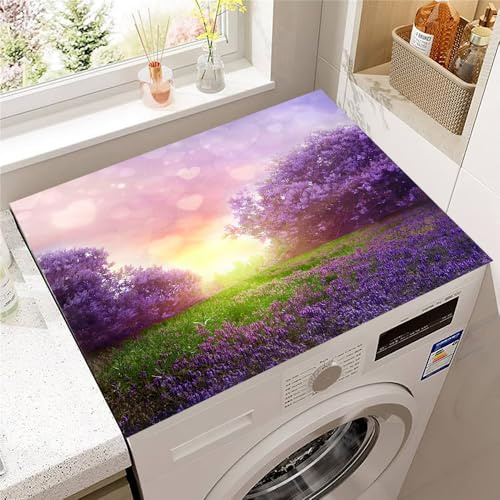 Hearda Housse Machine a Laver Jardin Lavande, Dessus Tapis Lave Linge Antidérapant, Housse de Protection pour Machine à Laver Top, Tapis de Protection pour Dessus Sèche-Linge (Jardin,30x40cm)