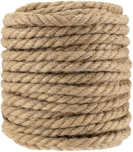 Cuerda De Cáñamo, Cuerda De Yute Gruesa Natural, Cuerda De Yute De 30 Mm 10 M Cuerda De Cáñamo Retorcida para Manualidades Cuerda De Tira Y Afloja De Cordel De Equipaje, One Color, 30MM 15M