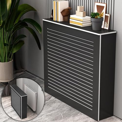 Louvered kylarskydd med topp hylla, slish värmeskåp för vardagsrum och hall, 90 x 90 x 20 cm (35,4 x 35,4 x 7,9 tum) – heminredning löst
