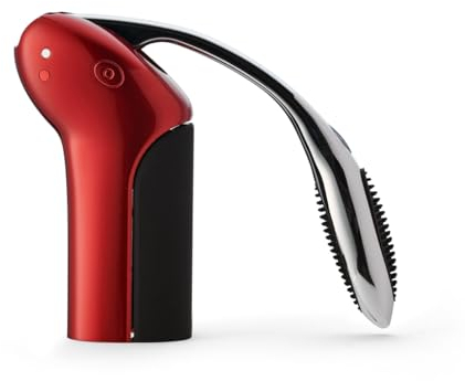 The Rabbit Company Verticale Originale Cavatappi a Leva con tagliacapsule, Acciaio Cromato, Candy Mela Rosso, 6w x 2 1/2d x 5 1/2h (in)