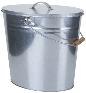 Kamino-Flam Zink-Ascheeimer mit Deckel - Kohleneimer groß, 24 l - Kohleeimer verzinkt - Zinkeimer / Asche-Mülleimer als Kamin-Zubehör, für den Grill & für Kohlen