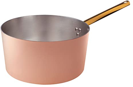 Pentole Agnelli Linea Rame Casseruola Alta con Manico Inox, Marrone, 24 cm