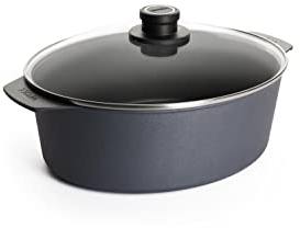 Woll Diamond Lite Bräter mit Glasdeckel in Box, 31 x 26 cm, 11 cm hoch, 6 Liter - Geeignet für Ceran, Gas, Elektro, Halogen - nicht induktionsgeeignet, Aluguss, backofenfest, anthrazit
