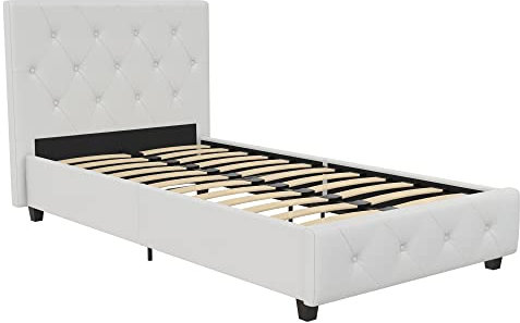 DHP Furniture Dakota Polsterbett Weiß Einzelbett