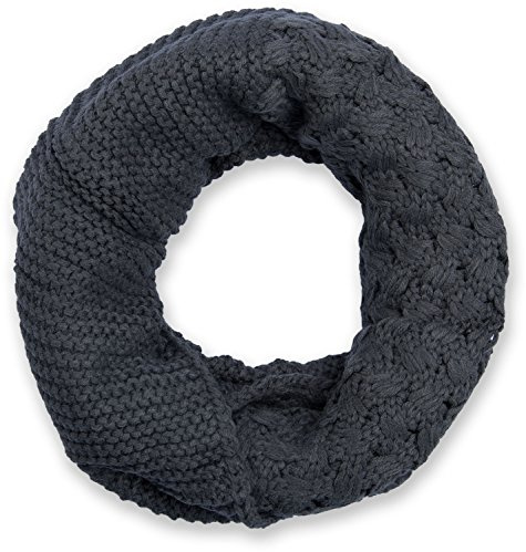 styleBREAKER Unisex stickad slinga halsduk med mönstermix, enfärgad finstickad tubhalsduk, vinter stickad halsduk 01018153, Mörkgrå, One size