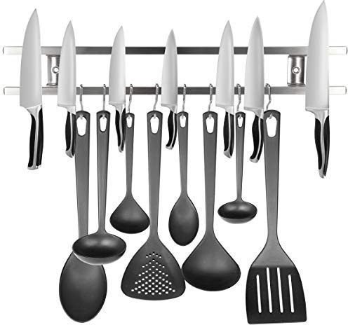 Porte-couteau magnétique mural double barre porte-couteau pour ustensiles de cuisine 43 * 6 * 2,3 cm