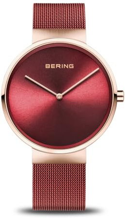 Bering Unisex Quarz Uhr | Armbanduhr 39 mm Edelstahlgehäuse und Zifferblatt | Milanaisearmband | Saphierglas | 5 ATM | 14539
