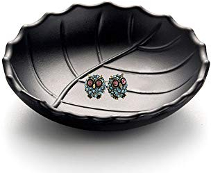 Binoster Schmucktablett, schwarz, Organizer, Tablett, Kommode, Dekoration, Schlüssel, flach, Schmuck, dekorative Schüssel, flach, oval