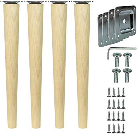 emoebelbeschlaege woplus 4X Holzfüße Möbelfüße Sofafüße Buche Holzbeine gerade Länge 35cm Buche Holz Oberfläche sauber (Gerade [35 cm]) woplus_de