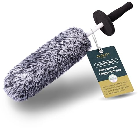 Aurum-Performance® Premium Felgenbürste Alufelgen – Soft Mikrofaser Felgen Bürste für eine besonders schonende Reinigung bis ins Felgentiefbett – Lange Profi Auto Felgenreinigungsbürste