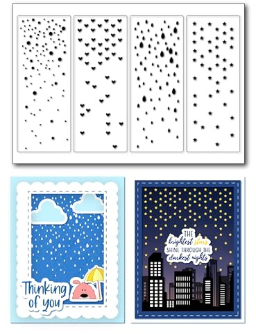 arriettycraft Transparente Stempel mit Punkten, Schneefall, Regentropfen, Sterne, Hintergrund und Linien, für Kartenherstellung, Dekoration, klare Stempel und Bastelarbeiten