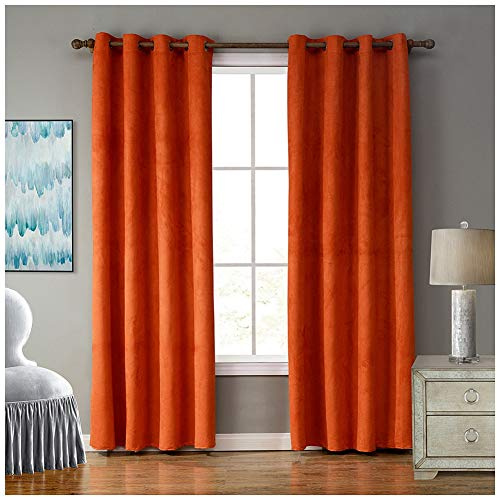 DAIHAN Verdunkelungsvorhang Kinderzimmer - Thermogardine Ösenvorhang Thermo Vorhang Blickdicht Schlaufenschal 2er Set Gardinen für Schlafzimmer Wohnzimmer,Orange,140x160cm(55x62)(2er Set)