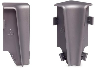 KGM Innenecken für MEGA-Profil, Aluminium, 20 x 58 mm, 2 Stück | Passendes Zubehör zur KGM MEGA Sockelleiste, einfaches Aufstecken für saubere Ecken & Abschlüsse, Montage ohne Werkzeug
