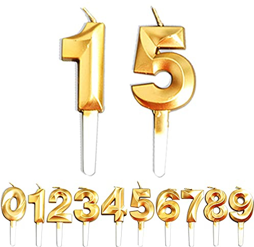 Geburtstag Zahl Kerzen, 1/5/15/51 JJubiläumstorten Dekoration, Gold Nummer Geburtstagskuchen kerzen, Kuchen Dekoration für Geburtstag Party Hochzeit Jahrestag Abschlussfeier Feier Lieferungen
