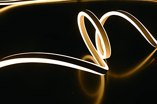 LEDZEIT- Profi Serie - LED Neon Flex striscia di luce, tubo luminoso, esterno e interno. 5m, bianco caldo, 230V, 120LED/M, impermeabile IP65, dimmerabile, accorciabile, per giardino, decorazione, DIY