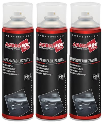 3 Bombolette di Impermeabilizzante Spray da 500ml, idrorepellente, anti umidità protettivo per tessuti scarpe ideale nella Nautica, campeggio e casa - F