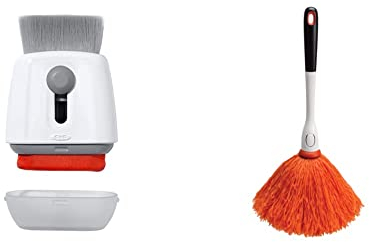 OXO 12246100 Good Grips Sweep & Swipe Laptop Cleaner, White and Good Grips Microfibre Delicate Duster