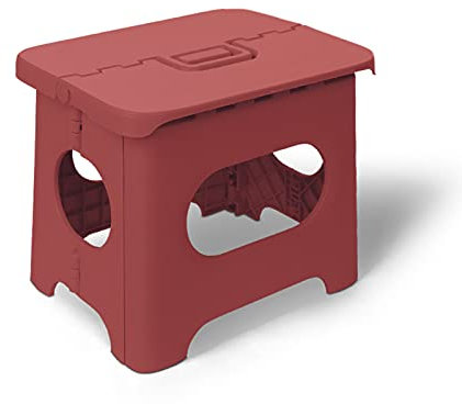 ADSFG Faltbarer kleiner Hocker, tragbarer, leichter Kunststoff-Klapphocker, geeignet für Zuhause und Outdoor, Rot, Größe L