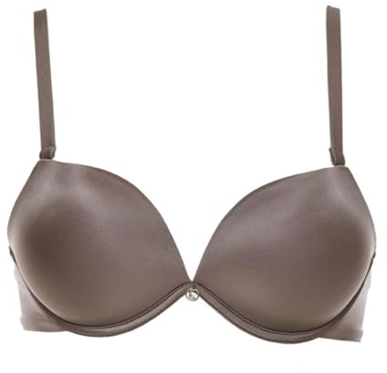 LORMAR Extra Double Reggiseno Fascia Imbottito con Ferretto – Super Push-Up +2 Taglie, Microfibra Lucida Effetto Seta, Spalline Staccabili (Corteccia, 4B)
