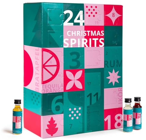 Spirituosen & Likör Adventskalender 2026 Christmas Spirits Spezialitäten | 24 Likör, Obstbrand, Edelbrände, Rum | 24 x 20ml Tasting Probier Set