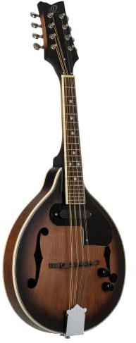 Ortega Guitars Americana Series E-Akustik-Mandoline, A-Style - Fichte Braun | F-Holes, 20 Bünde, Fichtendecke und Ahorn-Korpus Satin Finish Whiskey-Burst, RMAE30-WB