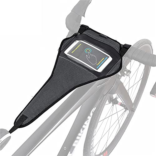 SPYMINNPOO Fahrrad Schweißschutz, Fahrradtrainer, Schweißnetz, Rahmenschutz mit Handyhaltertasche, Fahrrad Schweißnetz für das Indoor Fahrradtraining