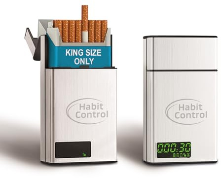 Habit Control Cigarette Case with a Timer Lock – Portable Timed Cigarette Dispenser to Reduce & Quit Smoking Aid – Time Lock Box for 84mm/3.3in King Size (Short) Cigarettes, Pills & Snacks