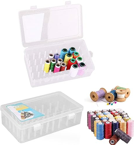 yeemeen Caja para Hilos de Coser, 2Pcs Caja Costura para Hilos, Organizador de Bobinas de Hilo, Caja Hilos Costura 42 Carretes para Almacenamiento Hilo de Coser