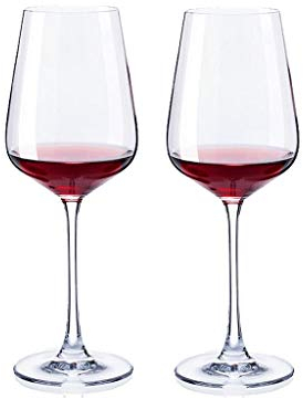 AGAATI Copa de Vidrio Copas de Vino Tinto Copa de Vino Grande para Copas de Vino Tinto Juego de 2 Copas de Vino de Picnic de 650 ml / 21,9 oz (Color: A) (b)