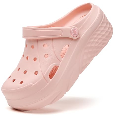 SECHRITE Plattformssängor för dam flip flops fritid och sportkläder sanitära skor med clogs charm wedge storlekar, 36-41 EU, rosa, 41 EU