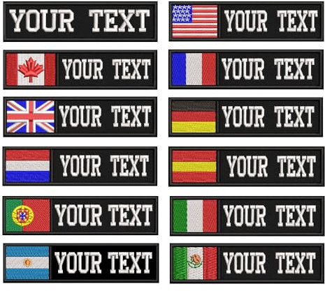 QIMAMADE Benutzerdefinierte Militär Name Patches Personalisierte Stickerei Nummer Tag Taktische Abzeichen für Rucksäcke, Jacken, Hundeweste 2PCS, Schwarz