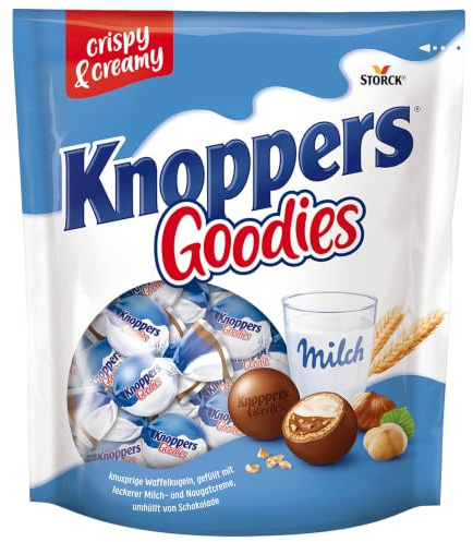 Knoppers Goodies Knusper Minis, Waffelkugeln mit Schokolade - 1 x 180 g | Mit Milch- & Nougatcreme, knackigen Haselnuss-Stückchen, knuspriger Waffel & Vollmilch-Schokoladenüberzug, ideal zum Teilen