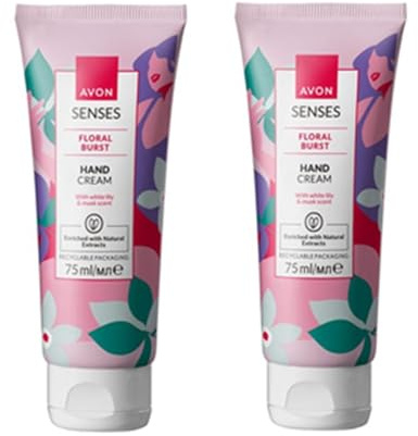 Senses Floral Burst Hand Cream - white lily and musk fragrance - 2 x 75ml by Avon