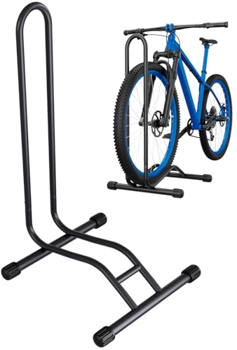 TLGREEN Rastrelliera Biciclette 1 Posti,Portabici da Terra Rimovibile per Max Pneumatici 80 mm,20-28 pollici, Cavalletto per Bicicletta Facile da montare,Supporto di immagazzinamento Bici,Nero