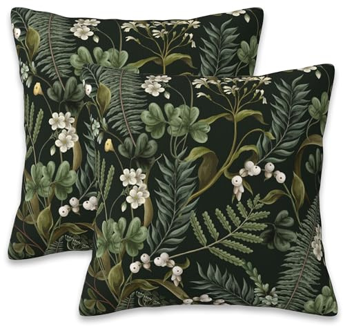 Naqiuli Spring Floral Throw Pillow Covers Set of 2 Green Herbs Botanical Pillow Covers 16x16 Inch Modern Farmhouse Home Decorative Pillow Cases Cushion Cover for Sofa Living Room Office