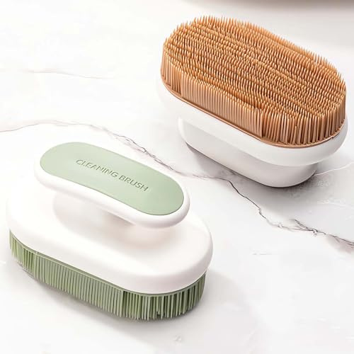 2Pcs Soft Bristle Cleaning Brush Silicone Laundry Stain Brushes Small Household Washing Brush Scrub Brushes for Cleaning Laundry Brush for Stains on Clothes Hats Underwear, Comfort Grip