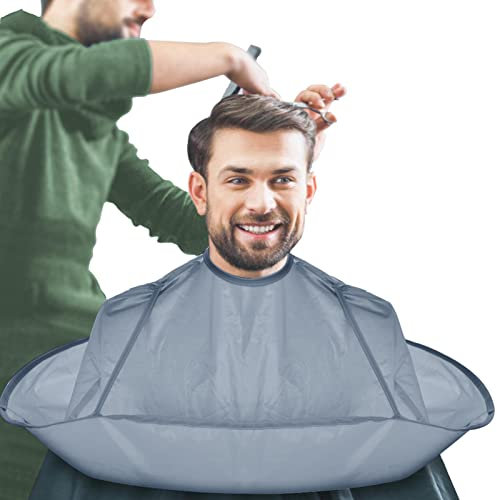 Cape de coupe de cheveux – Peignoir de coiffure, 60 cm, cape de coiffeur en polyéthylène, cape de coiffure élégante, cape de coupe de coiffeur pour traitements de couleur, coupe de cheveux, gris,
