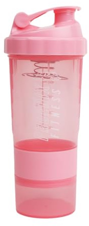 Generisch Phoenix Fitness Protein-Shaker-Flasche mit Aufbewahrungsfächern, auslaufsicher, BPA-frei, leicht zu reinigen, für Pulver-Shakes, Nahrungsergänzungsmittel, Vitamine und Snacks, 500 ml (Rosa)