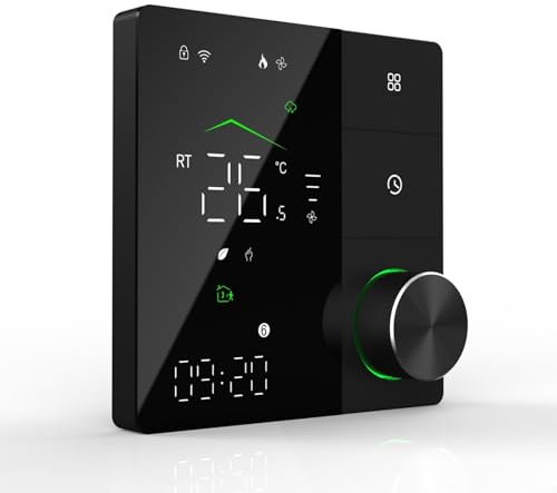 Thermostat Fussbodenheizung, 220V Smart Raumthermostat Knopf Fußbodenheizung Tuya WiFi WLAN für Elektrische Fußbodenheizung, Intelligent Kompatibel mit Alexa, Google Home,Schwarz