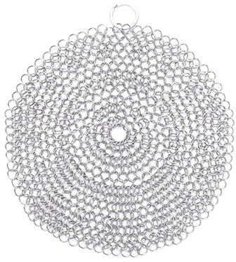 LIbgiubhy Outil de nettoyage en acier inoxydable de 10,2 à 20,3 cm, grattoirs pour fonte, casseroles en fer, ustensiles de nettoyage