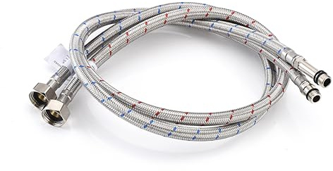 Home Range 900mm WRAS Approved 2 x M12 x 1/2” |5 Lengths| BSP Flexible Hose Pipe Tails, Replacement Kitchen Sink/Bathroom Basin Monobloc Tap Connectors, 304 Stainless Steel Braided Flexi Pipes