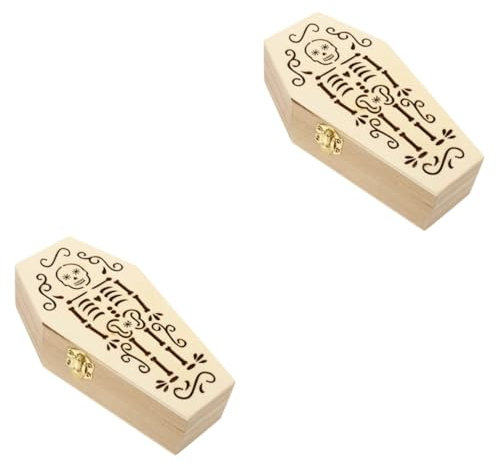 MUSISALY 2 Stück Box Sarg Süßigkeiten Box en Für Urne Für Hundeasche Halloween Organizer Sarg en Für Halloween Schmuck Behälter en Ringhalter Holz Khaki